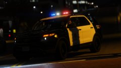 Flashing lights in the city lights