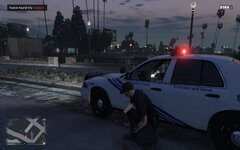 Suspect getting back up after taking multiple shots.