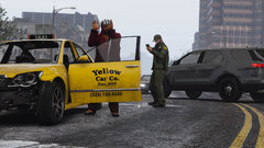 Stolen taxi comes to a stop