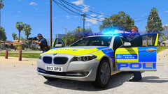 Armed Officers take cover at their ARV while challenging a Male