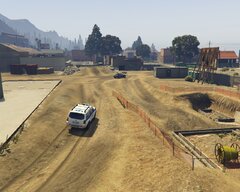 Greek police chasing a suspect through a construction site