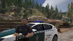 Spanish guardia civil officer taking a break