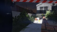 Murder scene secured by officers.