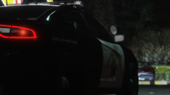 CHP charger at a restaurant patrolling the parking lot