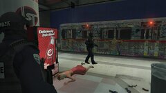 Officers arrest a suspect in a metro station