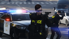 Ontario Provincial Police on scene of a high risk stop