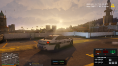 Sunset at parking lot.