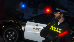 Ontario Provincial Police officer Directs Traffic on Highway 24 in Norfokl