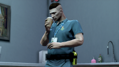 Paramedic enjoying a Brew before work