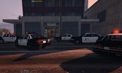 LAPD Units Outside of an Ongoing Bank Robbery
