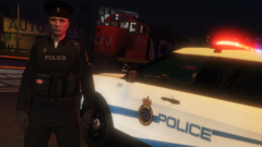 Canadian National Police Service On Scene of a Collision