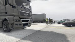 Polish border guards investigating a truck