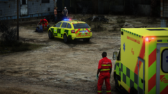Paramedics helping an injured man