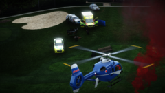 Medical helicopter in action
