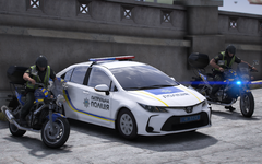 Suzuki SV650 (x2) and Toyota Corolla patrol police of Ukraine