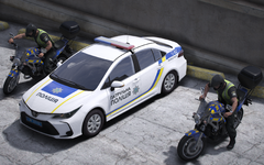 Suzuki SV650 (x2) and Toyota Corolla patrol police of Ukraine