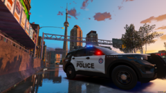 Toronto Police Service Cruiser With CN Tower In Background