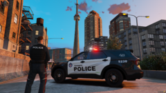 Toronto Police Service Cruiser With CN Tower In Background