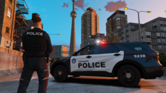 Toronto Police Service Cruiser With CN Tower In Background