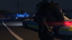 German Hamburg police securing the scene after an arrest of a suspect.