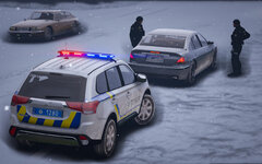 Traffic stop in winter by National Police of Ukraine