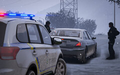 Traffic stop in winter by National Police of Ukraine