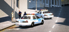 NYPD HWY Patrol and Regular NYPD at a call near 1WTC, March 2001.