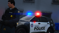 Toronto Police Officer Stands Infront Of a Marked TPS Ford Explorer